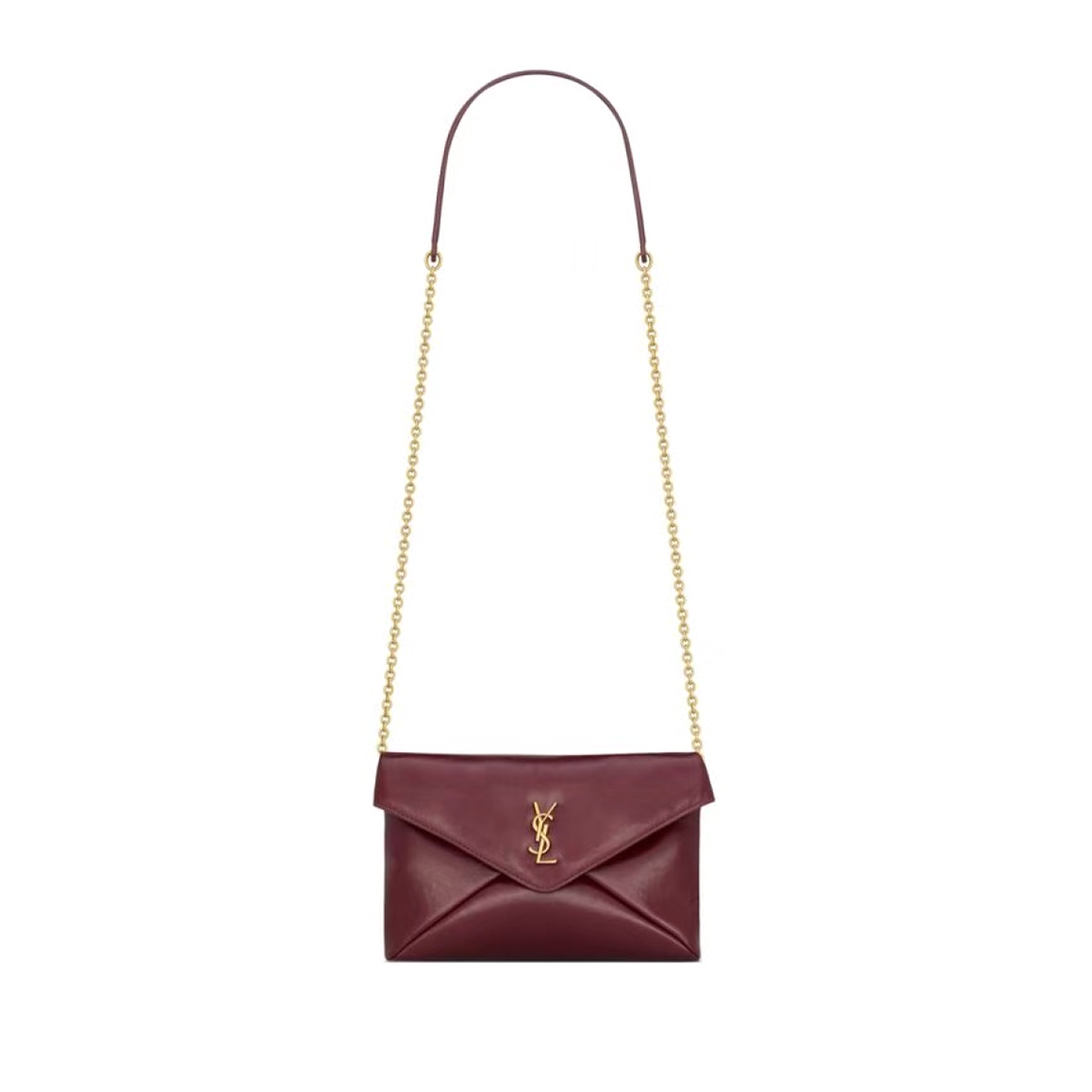 YSL CASSANDRE CHAIN POUCH IN SHINY LEATHER 847638AAE526593 (19*12*3cm)